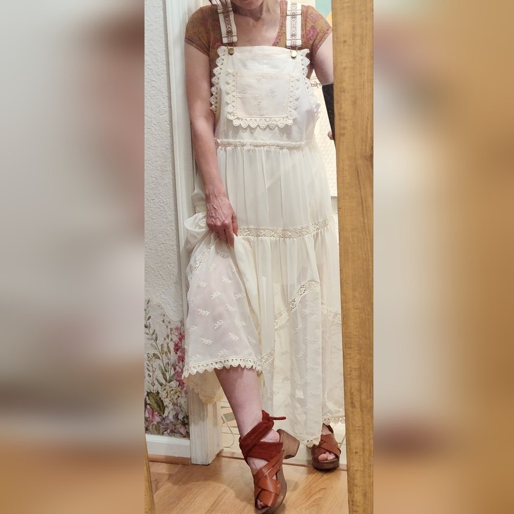 Elegant Cream Lace Maxi Overall Dress ♥️ NWOT - Picture 7 of 10
